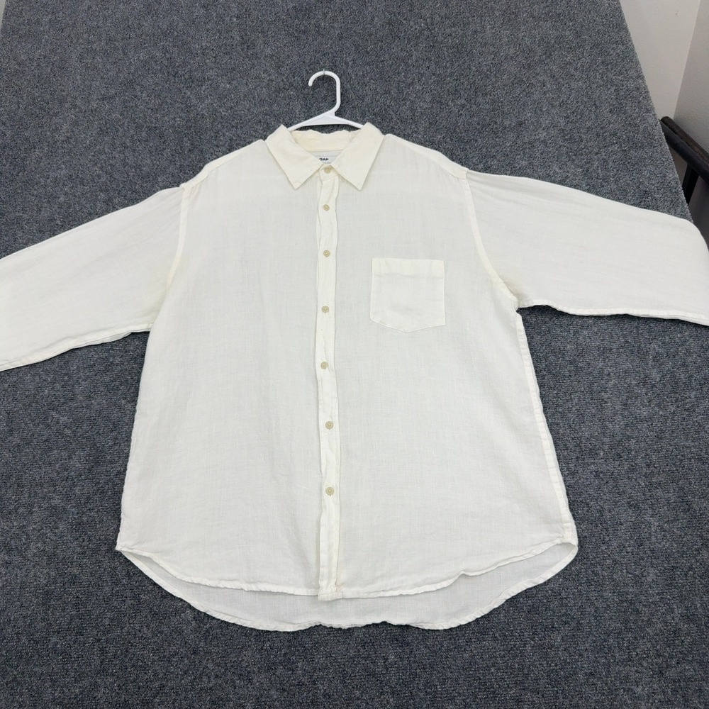 Gap Shirt Mens XL White Linen Long Sleeve Button Up Casual Summer Style